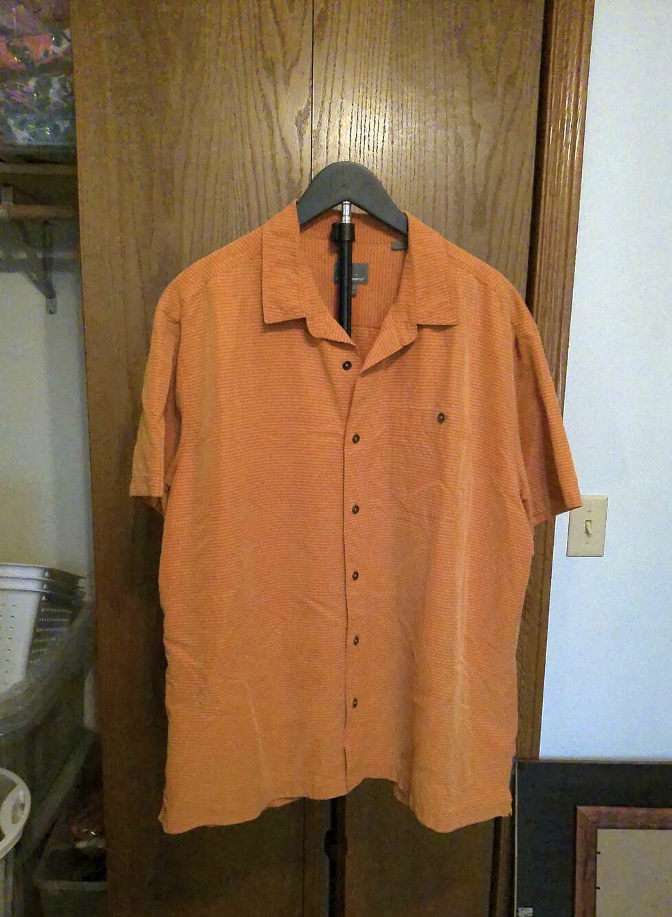 Royal Robbins Desert Pucker Dry Shirt Mens XXL Orange Short Sleeve Button Up